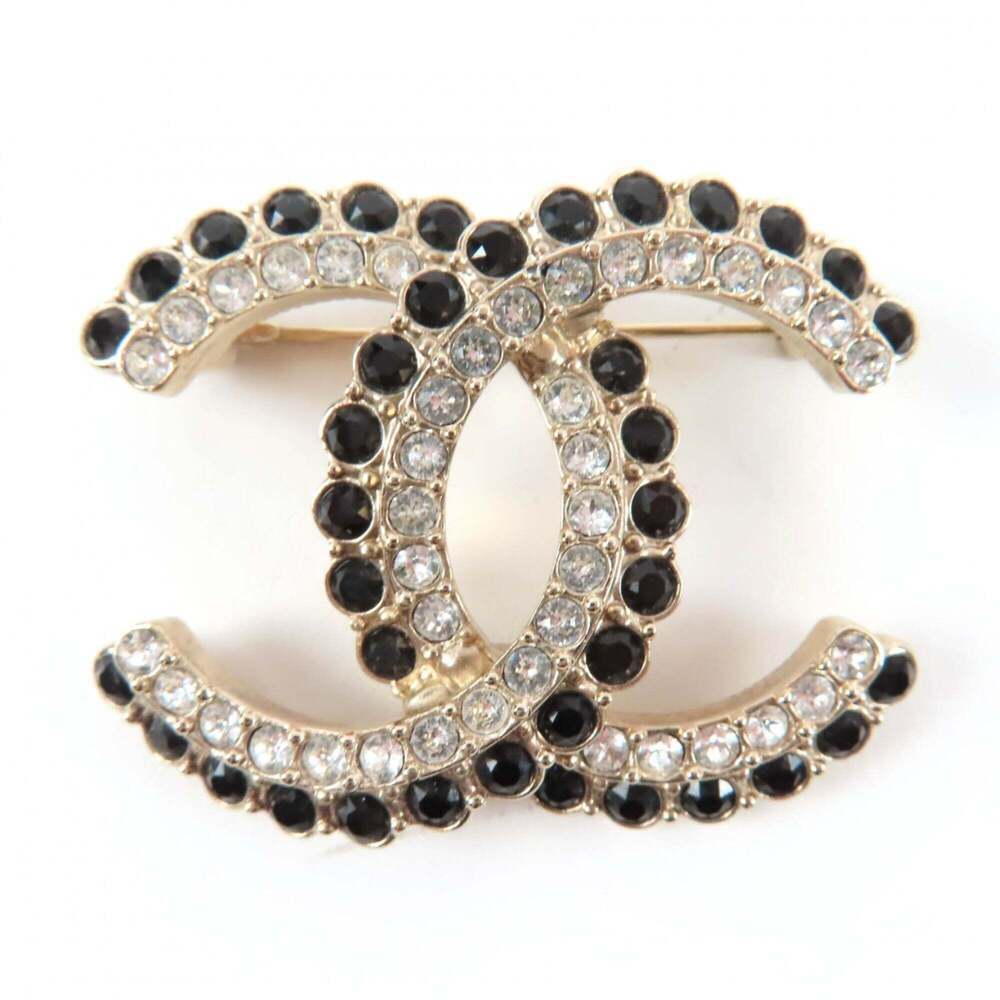 CHANEL Black Logo Brooch